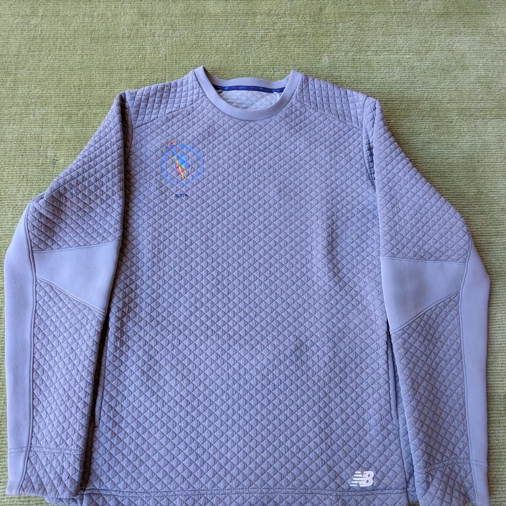 New Balance Light Gray Quilted Crewneck Sweater